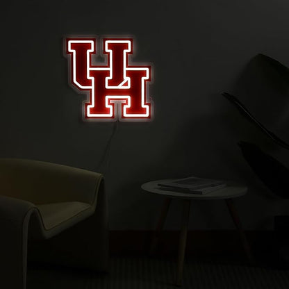 Saturday Neon Officially Licensed NCAA Houston Cougars LED Neon Light Up Sign, 15" x 14.77" - Perfect for Fans and Alumni