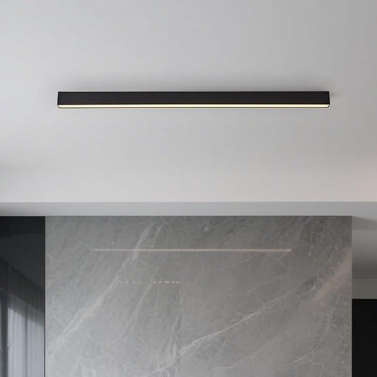 Black ceiling light LED, modern and simple, long strip ceiling surface installation, suitable for living room, bedroom, corridor and kitchen, remote control to switch color and brightness, 39.3 inches