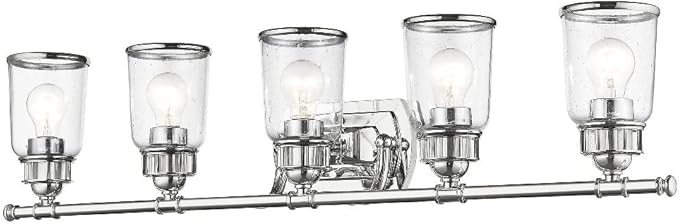 Livex 10515-05 Contemporary Modern Five Light Bath Vanity from Lawrenceville Collection Finish, Polished Chrome