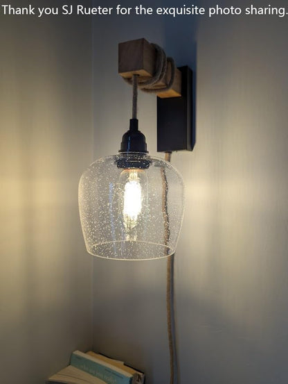 3 Pack 6.1 Inch Clear Seeded Glass Lamp Shade Pendant Ceiling Chandelier Wall Sconce Light Replacement Oval Glass Shade Fixture Over Sink Kitchen Island