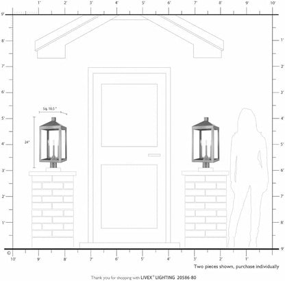 Livex Lighting 20586-80 Nyack - 24" Three Light Outdoor Post Top Lantern, Nordic Gray Finish with Clear Glass