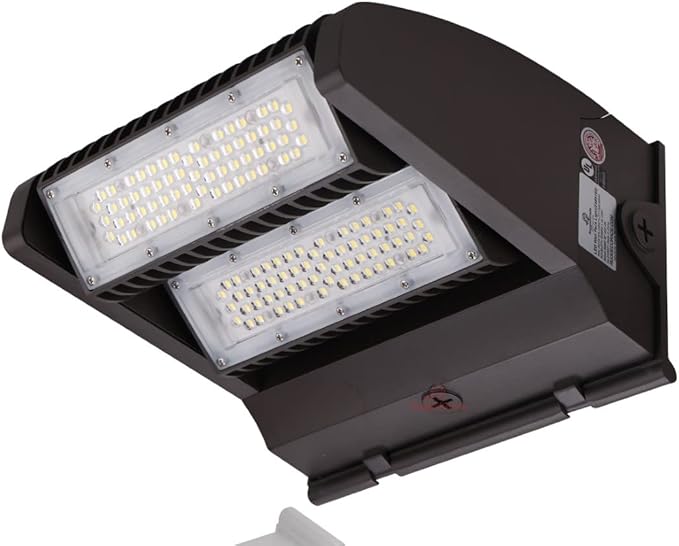 RuggedGrade 120W - Rotate III Series LED Wall Pack - 17,100 Lumens - with Photocell - 5000K Bright White - High Efficiency 140 Lumen per Watt - Black Housing - DLC 5.1 Premium