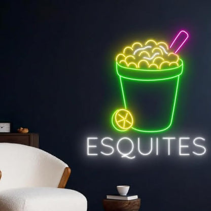 Esquites Neon Sign, Mexico Esquites LED Sign, Mexican Food Restaurant Neon Light, Esquites Food Store LED Light Size:20 Inches