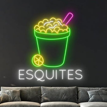 Esquites Neon Sign, Mexico Esquites LED Sign, Mexican Food Restaurant Neon Light, Esquites Food Store LED Light Size:20 Inches