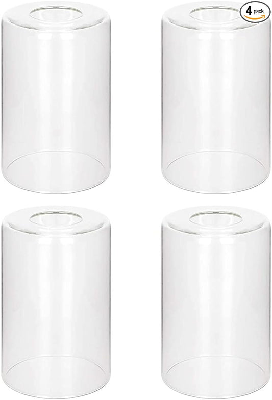 4 Pack Clear Glass Shade Covers Replacements, 5.5in Height, 3.5in Diameter, 1.65in Fitter, Eidonta Clear Cylinder Glass Lamp Shade Replacement Globe for Chandelier Pendant Wall Sconces