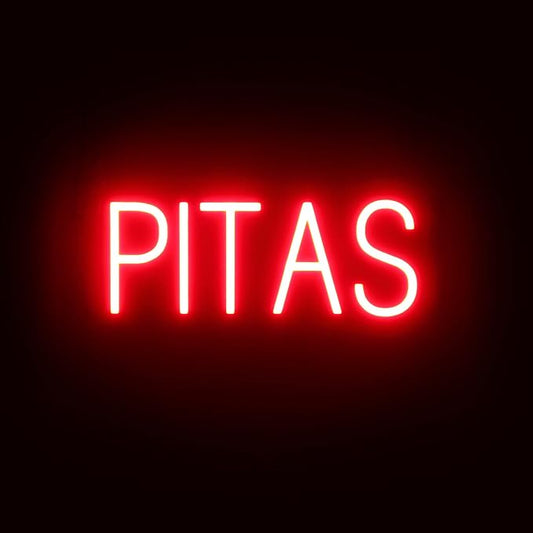 SpellBrite PITAS Sign | Restaurant-Related Sign with Neon Look, Red LED Light | 18.1" x 6.3"