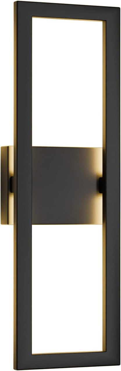 LamQee 22" Modern Outdoor Wall Lights, 3000K 1450LM Integrated LED Large Exterior Lighting Fixtures with Rectangle Frame, Matte Black Linear Outside Sconce Wall Mount for House Porch Patio Garage Door