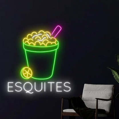 Esquites Neon Sign, Mexico Esquites LED Sign, Mexican Food Restaurant Neon Light, Esquites Food Store LED Light Size:20 Inches