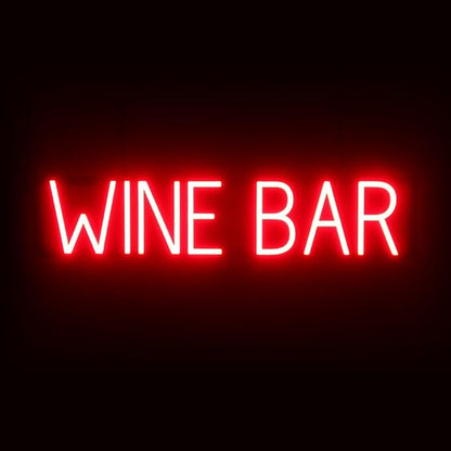 SpellBrite WINE BAR Sign | Wine-Related Sign with Neon Look, Red LED Light Source | 29.2" x 6.3"