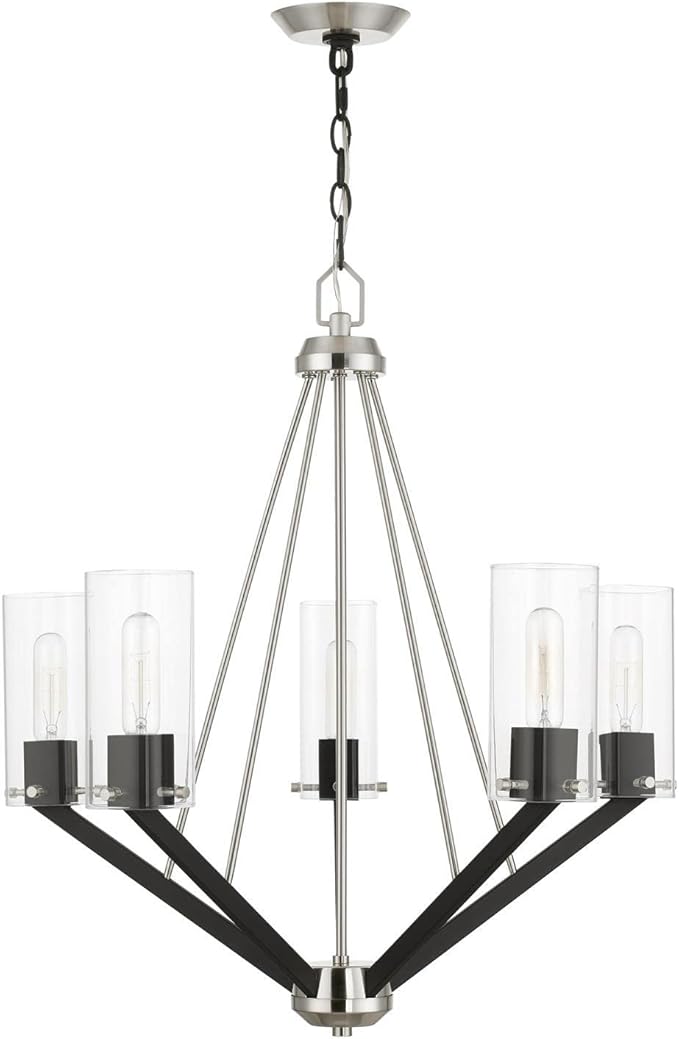 Livex Lighting 5 Light Brushed Nickel & Black Chandelier