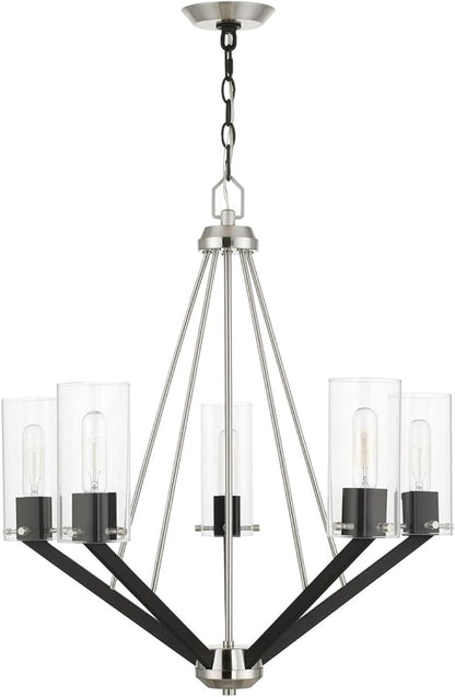 Livex Lighting 5 Light Brushed Nickel & Black Chandelier