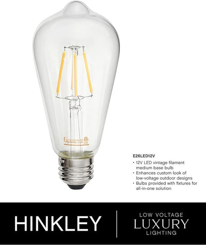 Hinkley Shelter Large Post Top or Pier Mount Lantern - Low Voltage, LED Included, Aluminum, Clear Seedy Glass Shade, Dark Sky Compliant - Black Finish