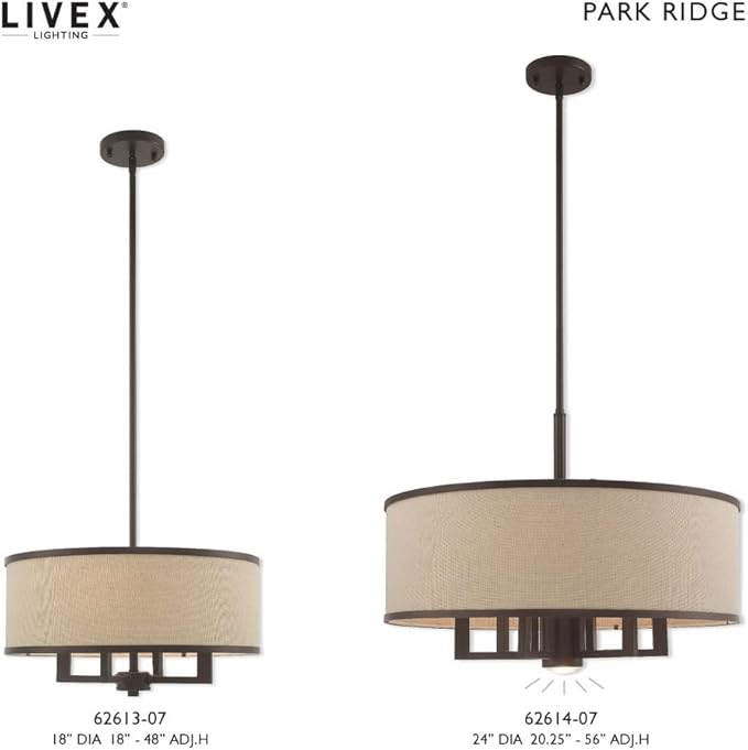 Livex Lighting 62615-91 Park Ridge 4 Light Chandelier, Brushed Nickel, 18"L x 18"W x 48"H
