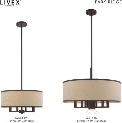 Livex Lighting 62615-91 Park Ridge 4 Light Chandelier, Brushed Nickel, 18"L x 18"W x 48"H