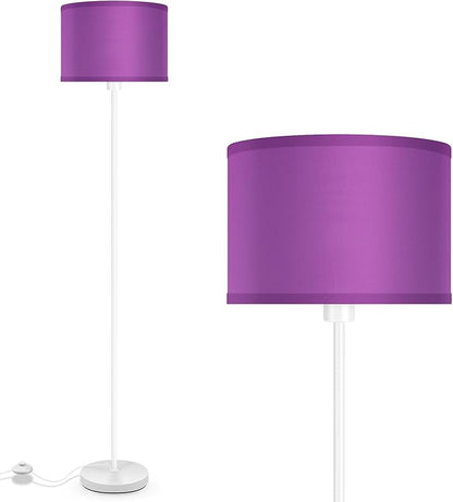 Floor Lamp, Standing Lamp, Modern Stand Up Lamps with Purple Lampshade, 59" Tall, Foot Switch, Simple Living Room Decor for Kids Room, Girls Room, Den, Office - White(NO Bulb,E26 Base)