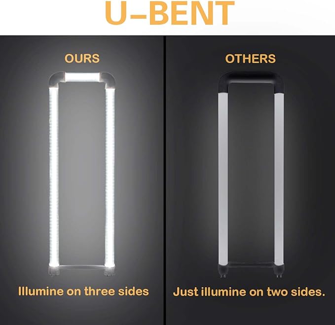 10-Pack T8 U Bend LED Tube Light 2FT 24W (60W Equivalent) U Shaped Bulb 6000K Daylight White 2640lm for Fluorescent Replacement, Dual-End Powered