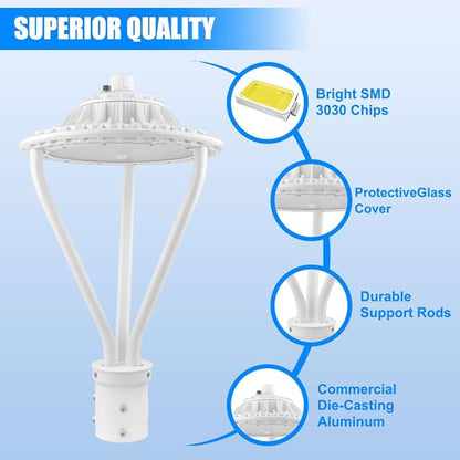 LED Post Top Light 75/100/150W Adjustable 19500 LM 3000/4000/5000K LED Circular Area Light Outdoor Pole Lights with Photocell, IP67 Parking Lot Lights Fixture Commercial Lighting, 100-277V