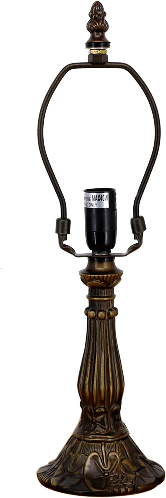 Table Lamp Base Replacement Only, Wide 4 Height 15 Inch, Fit for 6, 8, 10 Inch Tiffany Style Stained Glass Lampshade, Dark Bronze Finish,Resin, Push Switch On Cord(B (W4H15 Inch))