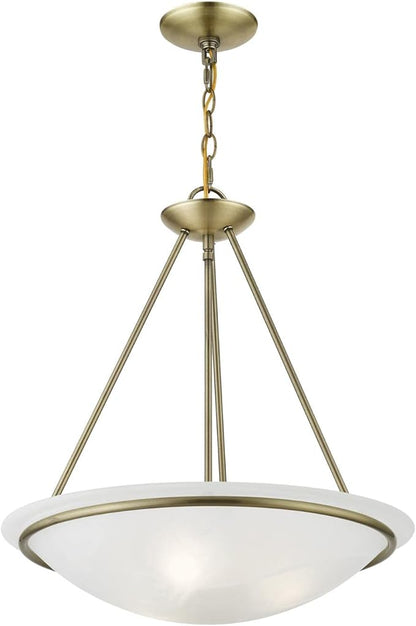 Livex Lighting 4826-01 Newburgh Collection 3 Light Pendant Chandelier, Antique Brass