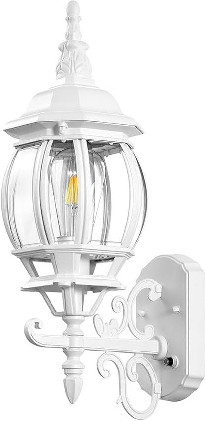 VIANIS Outdoor Wall Sconce, White Dusk to Dawn Outdoor Lighting Wall Mounted, 100% Aluminum Waterproof Exterior Front Porch Light Fixture for House, Modern Outside Lantern Lights for Garage Lamp