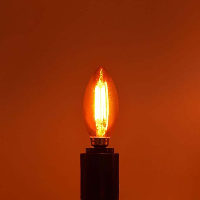 LUXRITE E12 LED Filament Orange Light Bulb, 4.5W (40W Equivalent), Colored Glass Candelabra Bulb, UL Listed, E12 Base, Indoor Outdoor, Porch, Decoration, Party, Holiday, Event, Home Lighting (4 Pack)