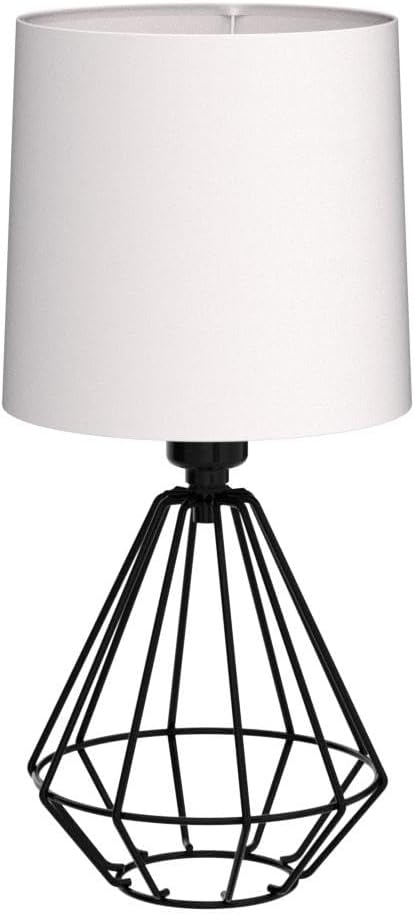 GGOYING Set of 2 Bedside Table Lamp, Black Metal Modern Lamp with White Fabric Shade, Simple Side Lamp for Living Room,Bedroom,Home,Office Working