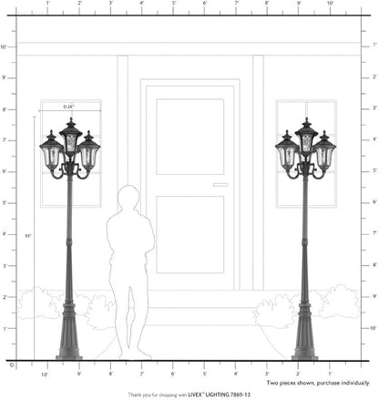 Livex Lighting 7869-14 Oxford 4 Light Outdoor 4 Head Post, Black