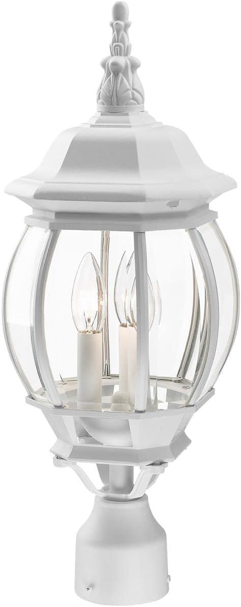 Livex Lighting 7526-13 Outdoor Post Top Light with Clear Beveled Glass Shades, White