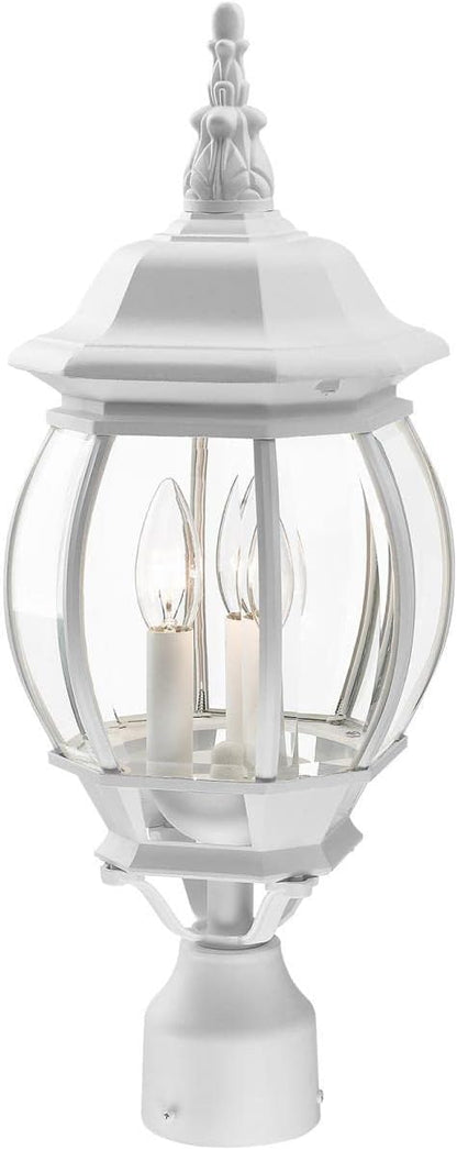 Livex Lighting 7526-13 Outdoor Post Top Light with Clear Beveled Glass Shades, White