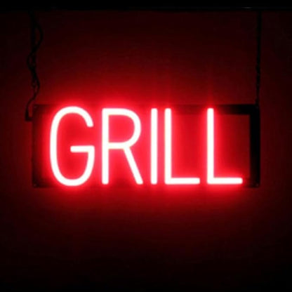 SpellBrite GRILL Sign | Food-Related Sign with Neon Look, Red LED Light Source | 17.0" x 6.3"