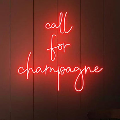 Call for Champagne Neon Sign – LED Wall Light for Bar, Party, Wedding, or Home Decor Size:20inches