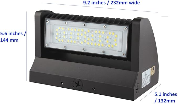 RuggedGrade 40W - Rotate III Series LED Wall Pack - 5,600 Lumens - 5000K Bright White - High Efficiency 140 Lumen per Watt - Outdoor LED Wall Light - Brown Color - DLC 5.1 Premium
