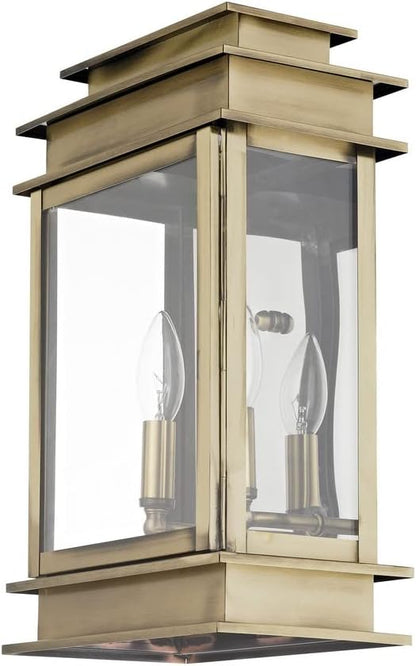 Livex Lighting 2016-04 Transitional Two Light Outdoor Wall Lantern from Princeton Collection in Black Finish