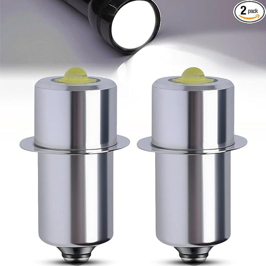 2Pcs 4-12V Wide Voltage LED Bulb P13.5S Replacement for Vintage Bike Lamps, MX-993/U Military Torches & 4-6 Cell Maglite - Tactical Flashlight Replacement KPR113/K13/K15 Compatible