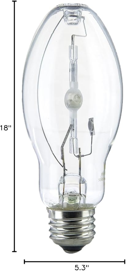 Diodesy- M98 Metal Halide Lamp 70W Pulse Start 5600 Lumens E26 Medium Base 4000K Cool White Clear ED17 Shape 15,000 Hours- High Intensity Discharge HID Outdoor Light Bulb for Street Parking Pack of 2