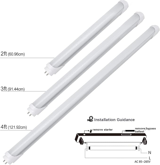 LightingWill LED T8 Light Tube 4FT, Natural White 4000K, Dual-End Powered Ballast Bypass, 2000Lumens 18W (40W Fluorescent Equivalent), Frosted Cover, AC85-265V Lighting Tube Fixtures, 1Pack