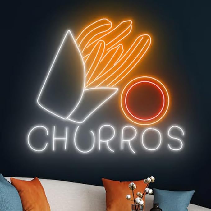 Churro Neon Sign,20" Churro Led Light Sign,Restaurant Food Shop Store Room Wall Decor,Bakery Led,Fried Dough Sign
