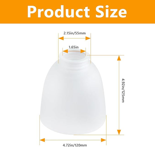 3 Pack White Frosted Glass Shade Replacements, Ceiling Fan Light Covers Glass Globes Lampshades for Chandelier, 4.92"High, 4.72"Diameter, 1.65 "Fitter, Bell Shaped Glass Shades for Vanity