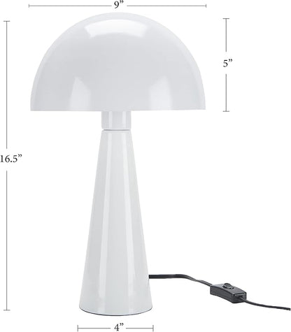 Nourison Home 16" White Metal Mushroom Table Lamp, Modern, Retro, Desk Light for Bedroom, Dining, Office, Entryway