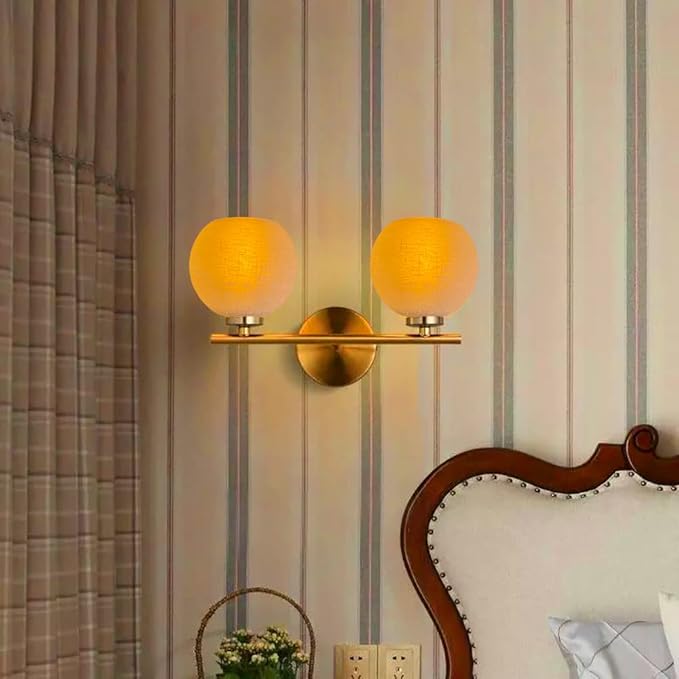 Glass Lamp Shade Replacement Globe & Cover for Lighting Fixture, 5.9" Diameter, 1-5/8 inch Fitter, 2 Pack White Linen Vanity Globe Lamp Shade