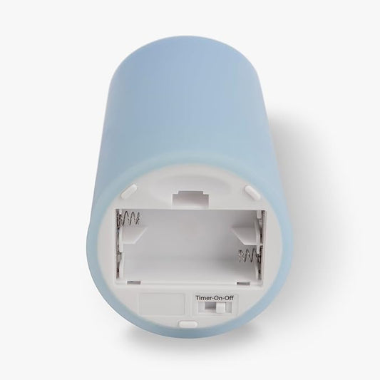 Luminara Flameless LED Battery Operated Flickering Pillar Moving Flame Candles (Airy Blue, 3" x 6.5")