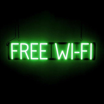 SpellBrite FREE WI-FI Sign | Cafe-Related Sign with Neon Look, Green LED Light Source | 30.7" x 6.3"