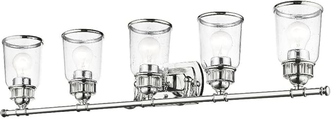 Livex 10515-05 Contemporary Modern Five Light Bath Vanity from Lawrenceville Collection Finish, Polished Chrome