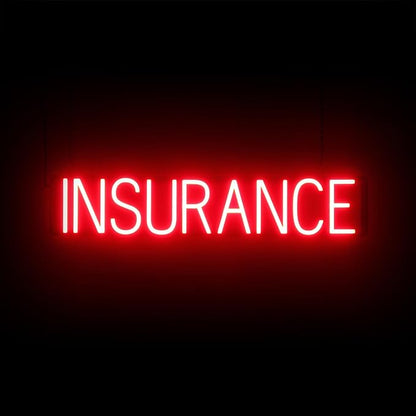 SpellBrite INSURANCE Sign | Neon Insurance Sign Look, Red LED Light Source | 32.9" x 6.3"