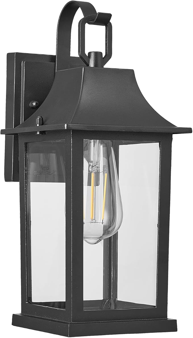 Outdoor Sconce Lights，Black 13 inch Outdoor Wall sconces，Aluminum & Tempered Glass Exterior Sconce，Waterproof Rustproof Porch Lighting for Front Door，Garage，Patio