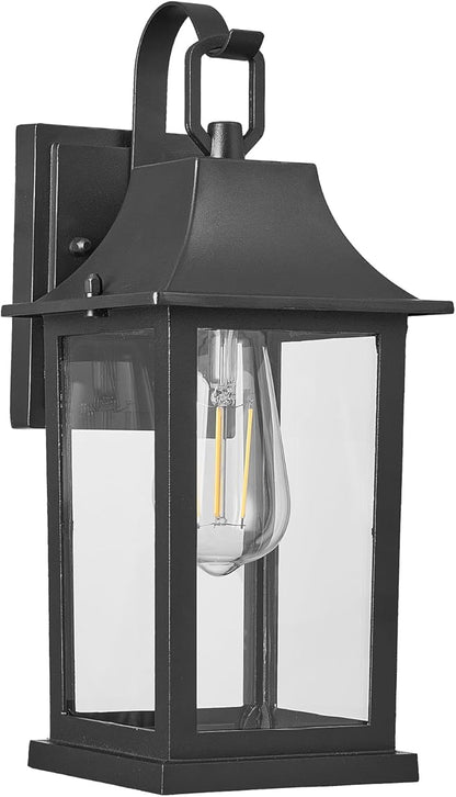Outdoor Sconce Lights，Black 13 inch Outdoor Wall sconces，Aluminum & Tempered Glass Exterior Sconce，Waterproof Rustproof Porch Lighting for Front Door，Garage，Patio