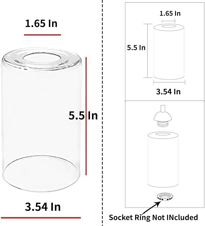 Clear Glass Shades Replacements 3-Pack Shade Cover Globes for Light Fixtures