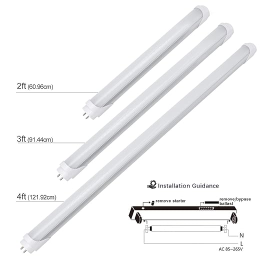 LightingWill LED T8 Light Tube 4FT, Warm White 3000K-3500K, Dual-End Powered Ballast Bypass, 2000Lumen 18W (40W Equivalent Fluorescent Replacement), Frosted Cover, AC85-265V Lighting Fixture, 4 Pack…