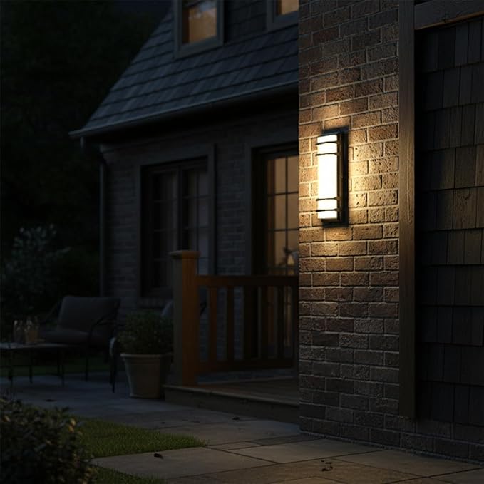 Modern Outdoor Wall Lights 16 Inch, Dimmable Exterior Wall Sconce, 3000K 4000K 6000K Adjustable Color Temp,IP65 Waterproof Black Outdoor Lighting for Porch,Garage,Patio,Garden,House,Hallway, Backyard