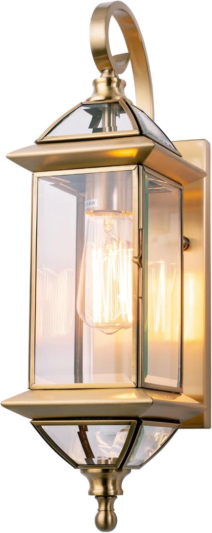 Copper Outdoor Lights Wall Mount 18.5" H Porch Light Oil Rubbed Brass Exterior Light Fixture with Clear Glass,Outside Lighting for Patio, Garage, Frontdoor 1 Pack,Bulb Not Included
